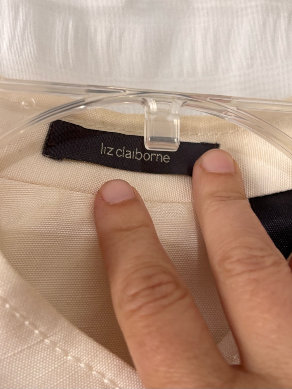 Liz Claiborne Linen Silk Collarless Blazer Cream Sz 12 - Picture 2 of 9